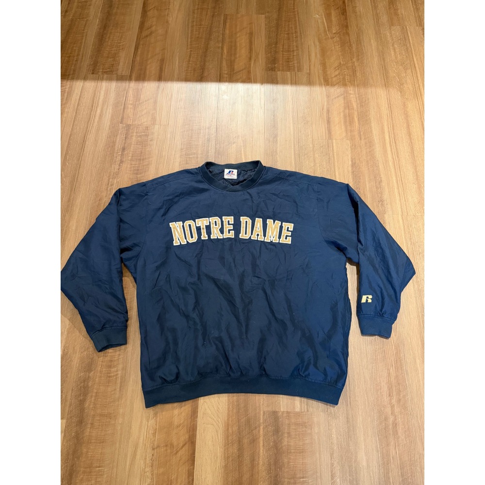 Russell Athletic Windbreaker Mens XXL Navy Notre Dame Pullover V-Neck Jacket